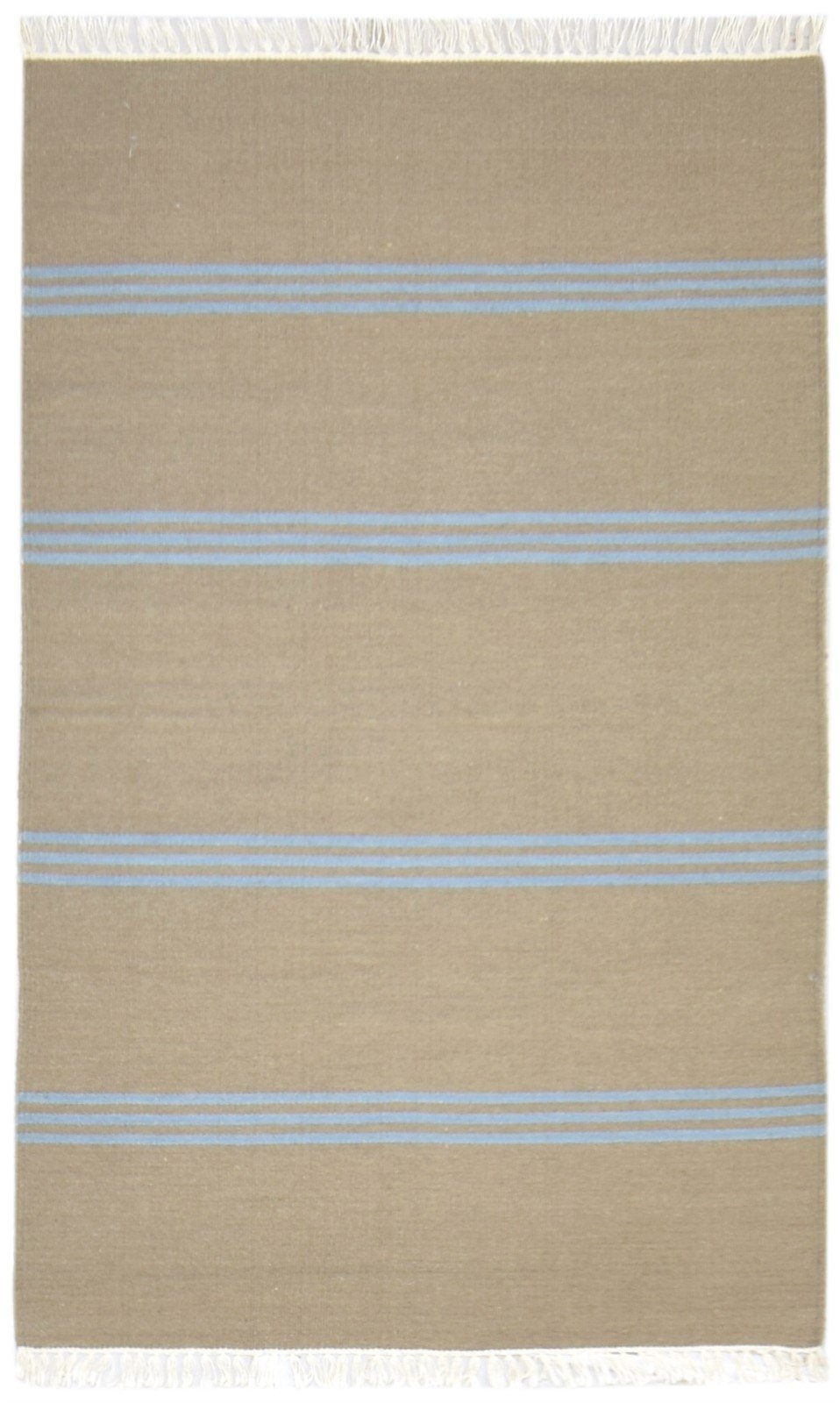 Brown Wool Rug 3' X 5' Modern Dhurrie Scandinavian Striped Small Carpet   7864989679765