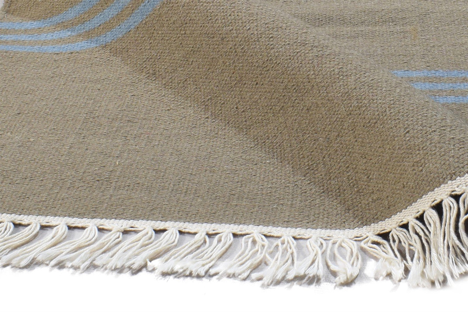 Brown Wool Rug 3' X 5' Modern Dhurrie Scandinavian Striped Small Carpet   7864989679765