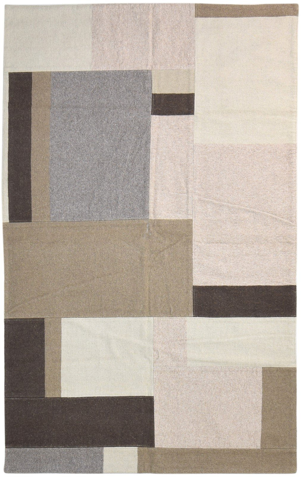 Ginevra Brown Wool Rug 5' X 8' Modern Dhurrie Scandinavian Abstract   7865190776981
