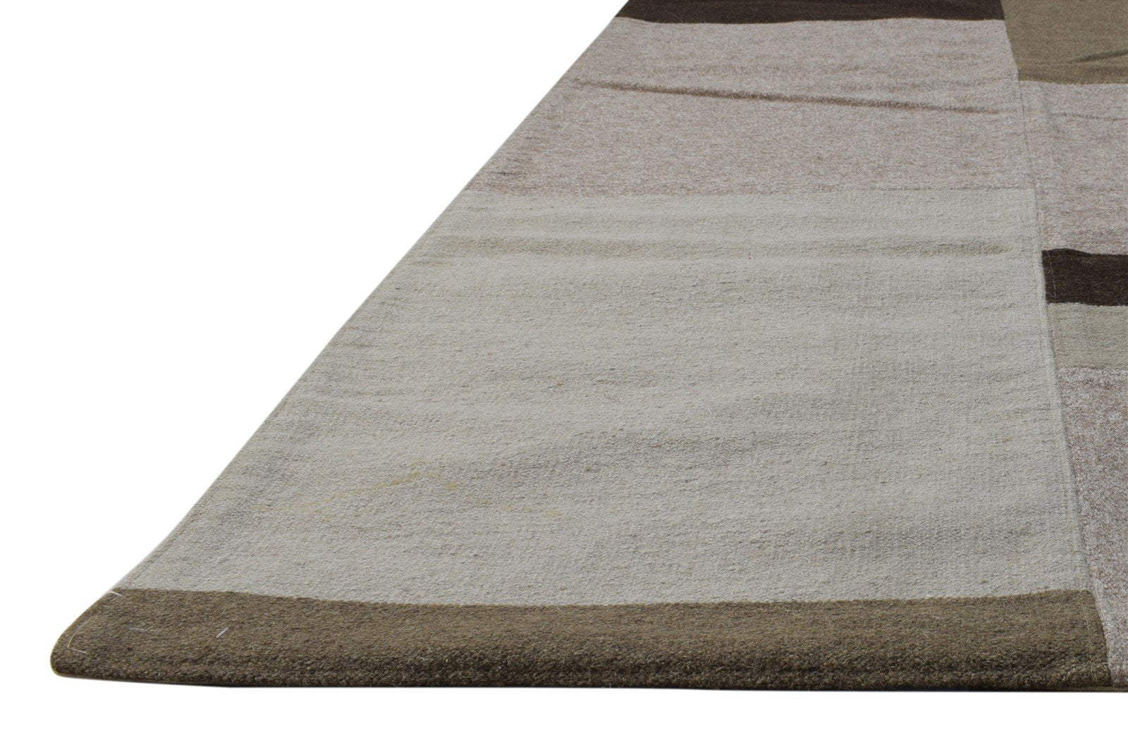 Ginevra Brown Wool Rug 5' X 8' Modern Dhurrie Scandinavian Abstract   7865190776981