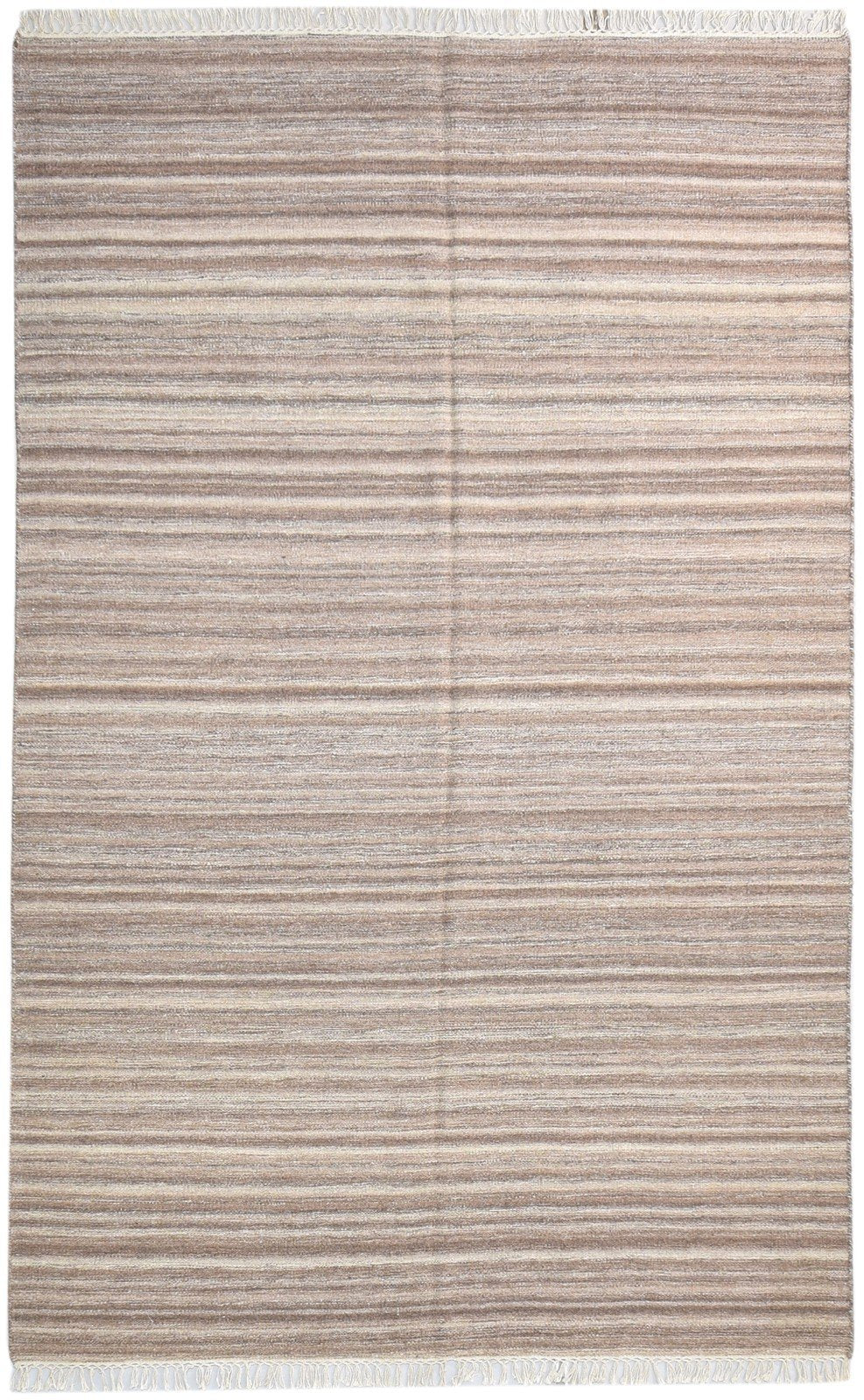 Brown Wool Rug 5' X 8' Modern Dhurrie Scandinavian Striped Room Size Carpet   7865170002069