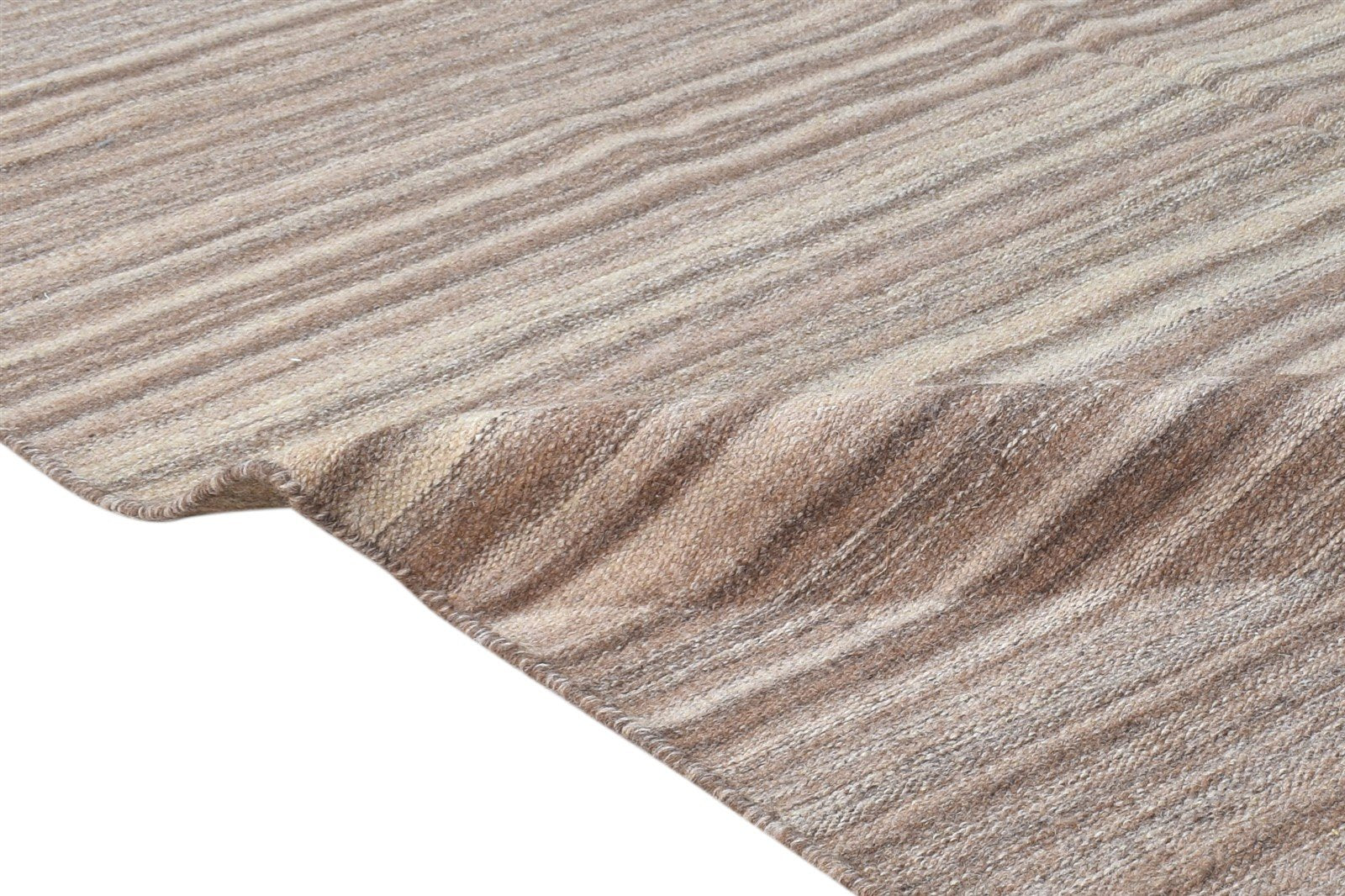 Brown Wool Rug 5' X 8' Modern Dhurrie Scandinavian Striped Room Size Carpet   7865170002069
