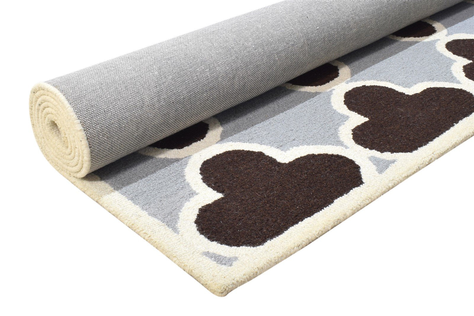 Hermina Brown Wool Rug 5' X 8' Modern Hand Tufted Moroccan Trellis   7864259182741