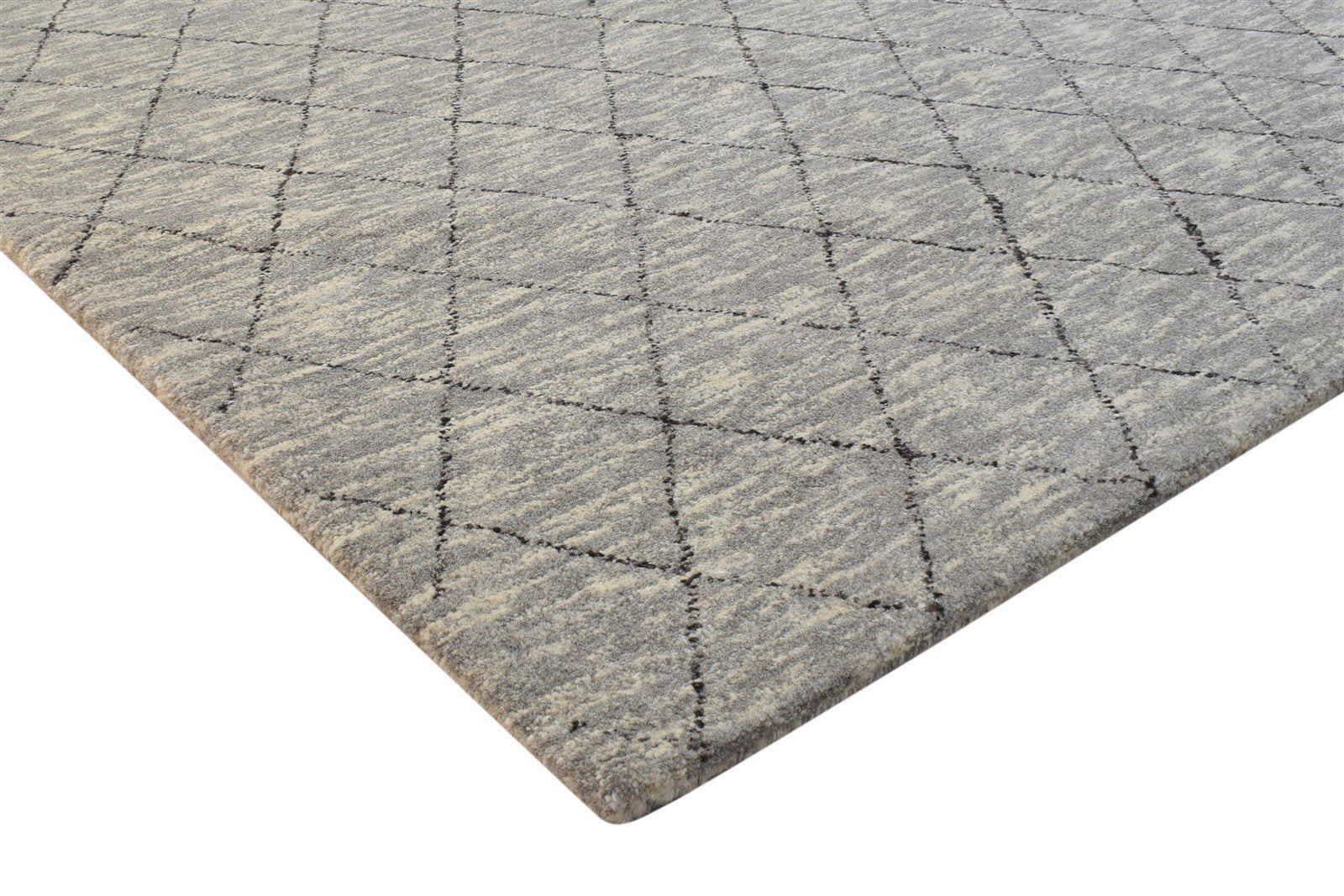 Melissa Brown Wool Rug 5' X 8' Modern Hand Woven Moroccan Diamond   7864163729557