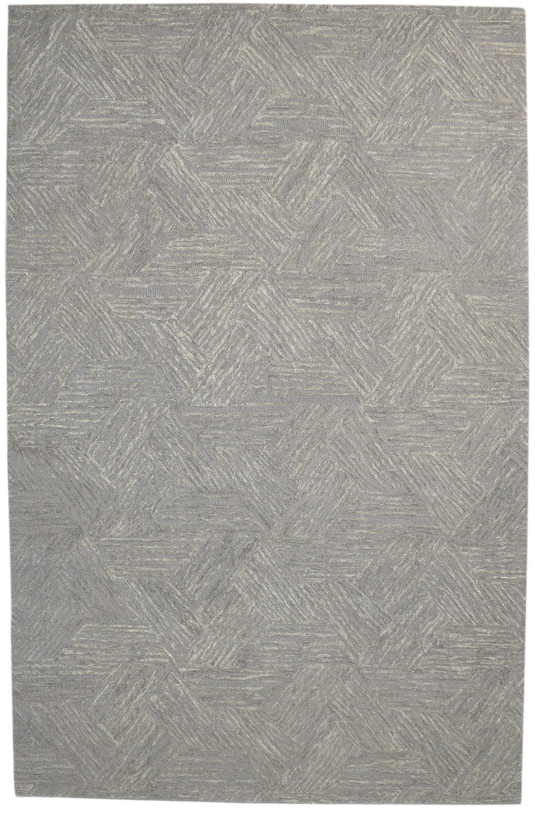 Brown Wool Rug 5X8 Modern Hand Tufted Scandinavian Triangles Room Size Carpet   7864092852373