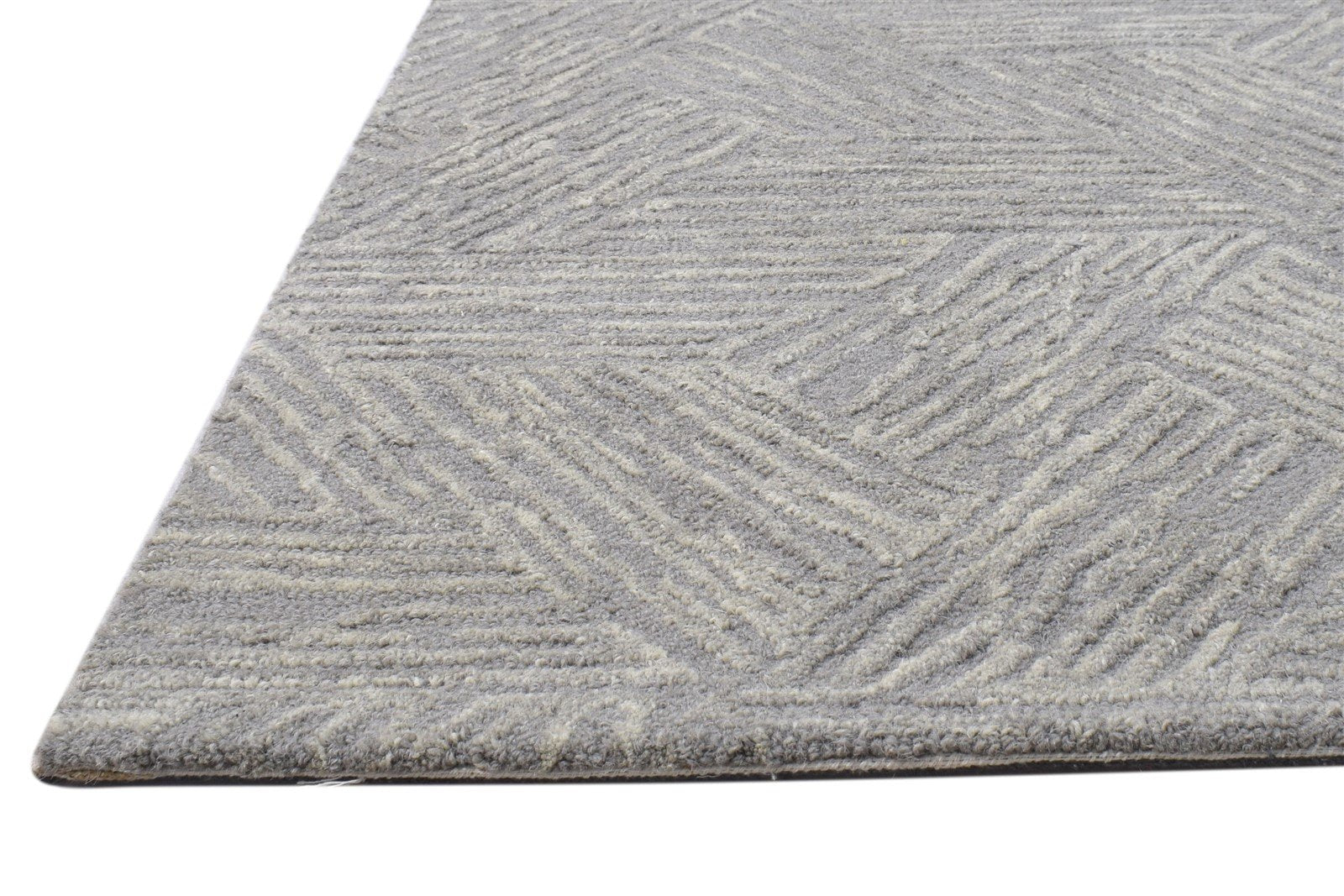 Brown Wool Rug 5X8 Modern Hand Tufted Scandinavian Triangles Room Size Carpet   7864092852373