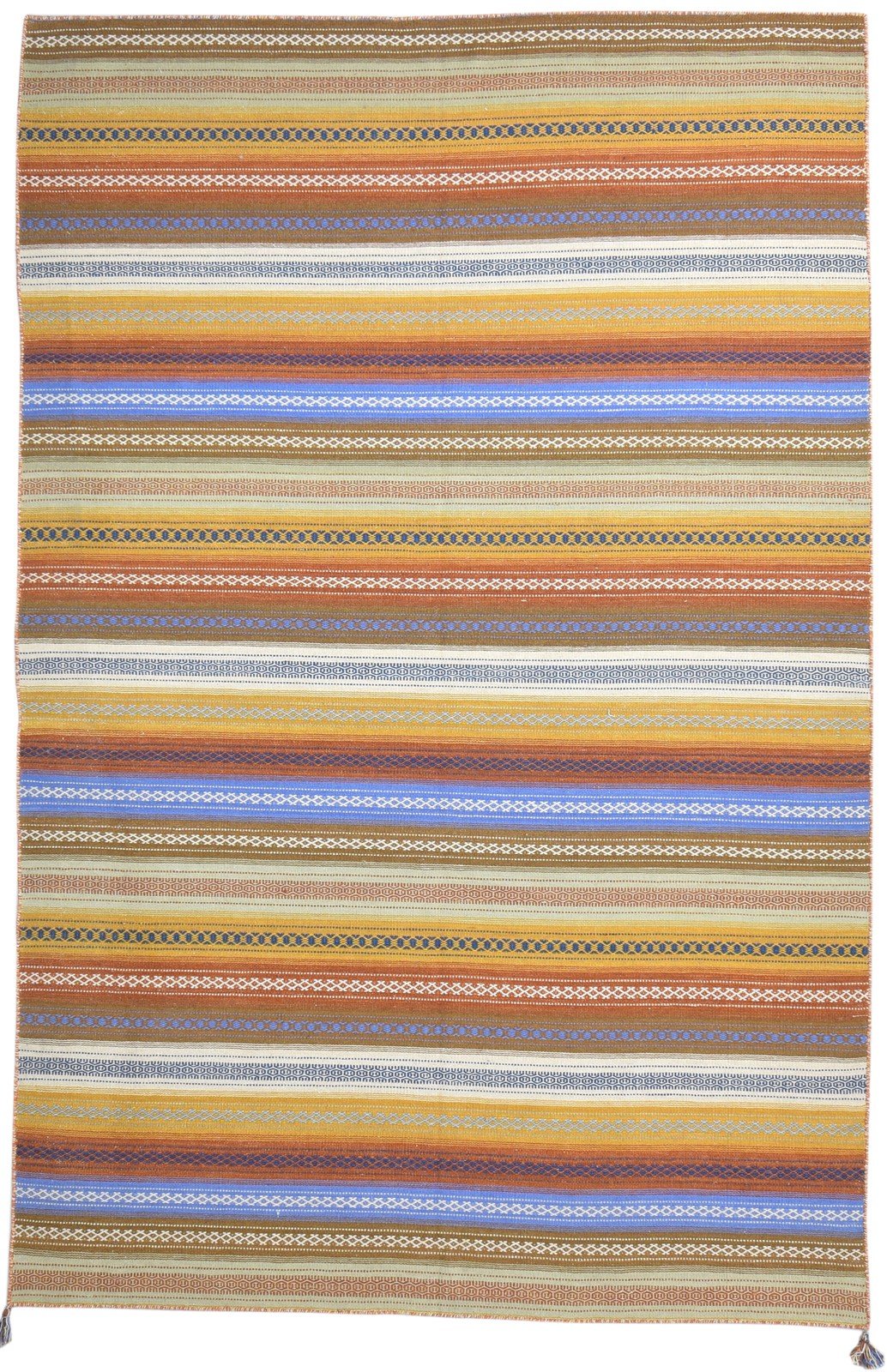 Brown Wool Rug 6' X 10' Modern Dhurrie Bohemian Striped Large Carpet   7865022709909