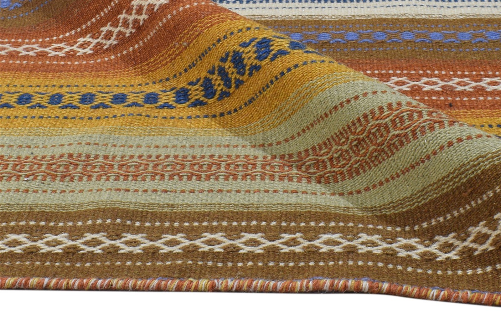 Lind Brown Wool Rug 6' X 10' Modern Dhurrie Bohemian Striped   7865022709909