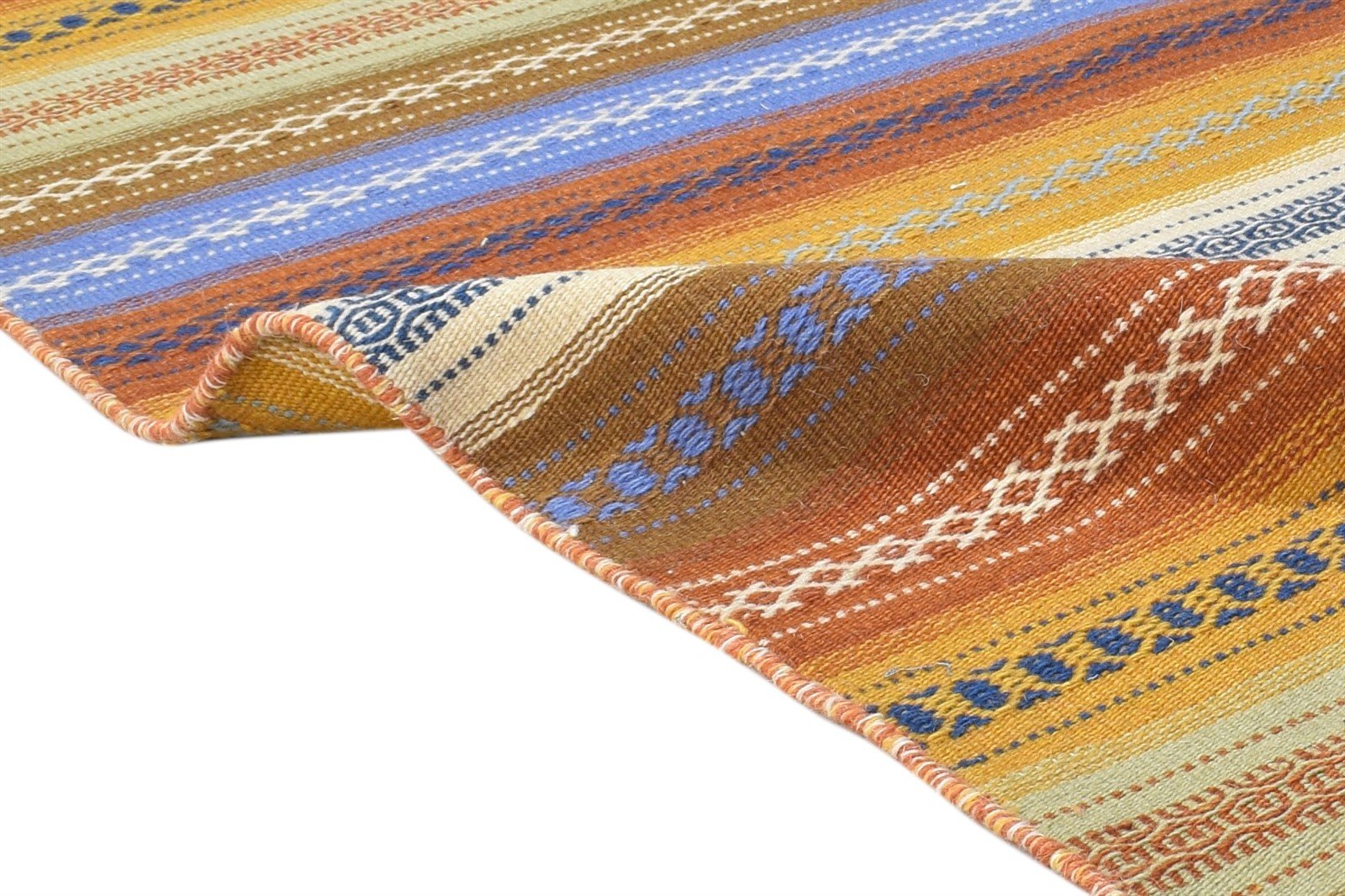 Lind Brown Wool Rug 6' X 10' Modern Dhurrie Bohemian Striped   7865022709909