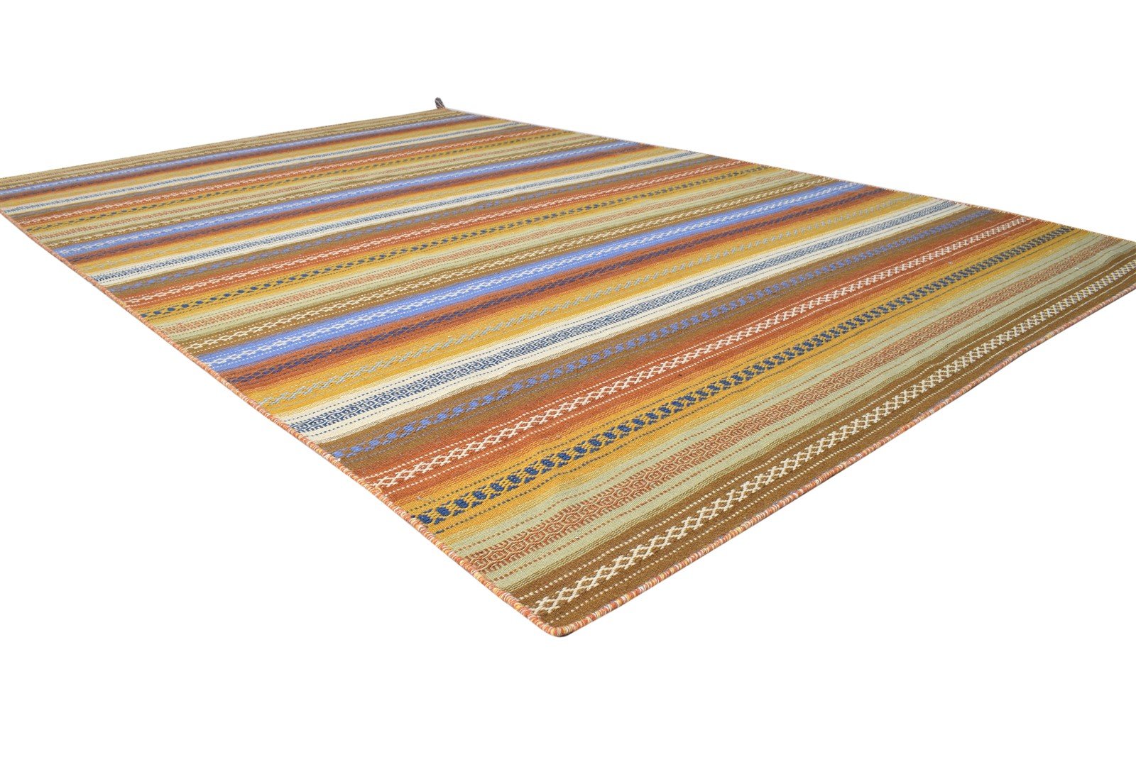 Lind Brown Wool Rug 6' X 10' Modern Dhurrie Bohemian Striped   7865022709909