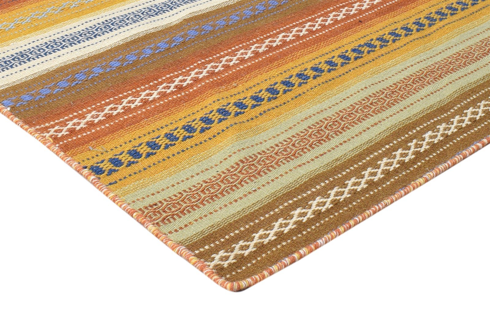 Lind Brown Wool Rug 6' X 10' Modern Dhurrie Bohemian Striped   7865022709909