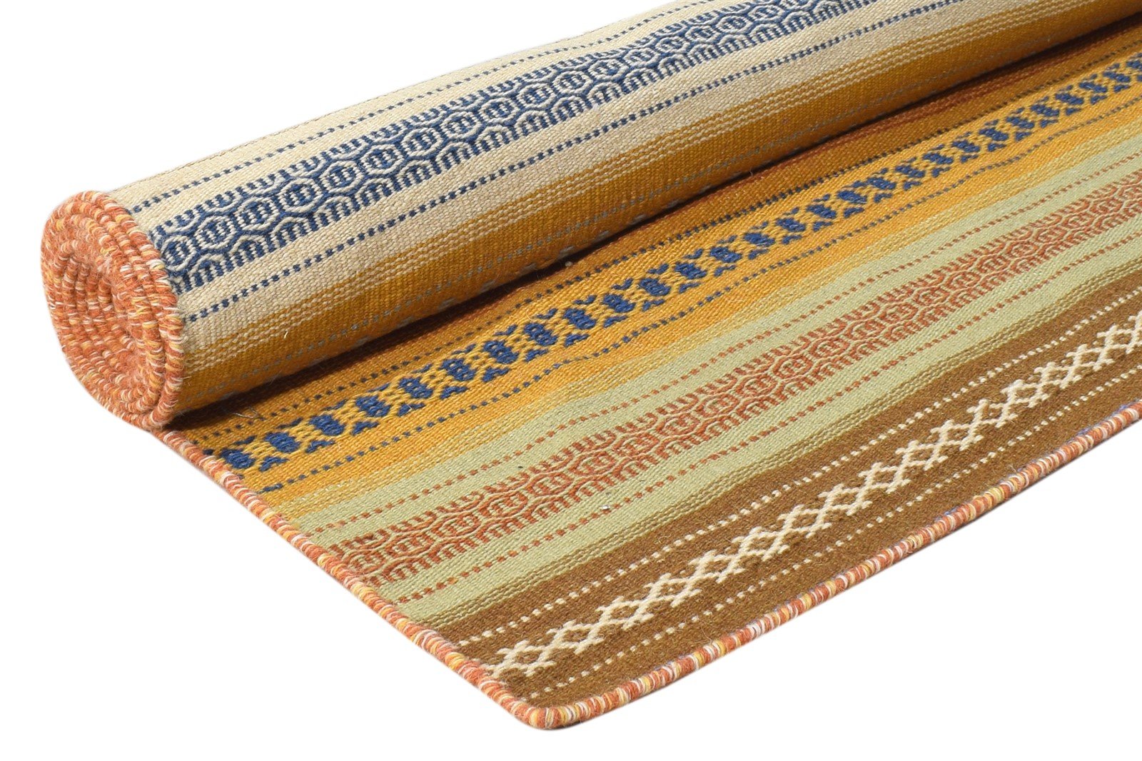 Lind Brown Wool Rug 6' X 10' Modern Dhurrie Bohemian Striped   7865022709909