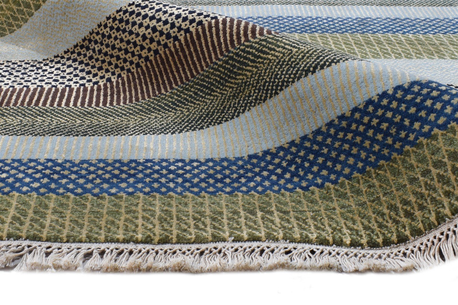 Hattie Brown Wool Rug 8' X 10' Modern Hand Knotted Agra Grass Trellis   7865149653141