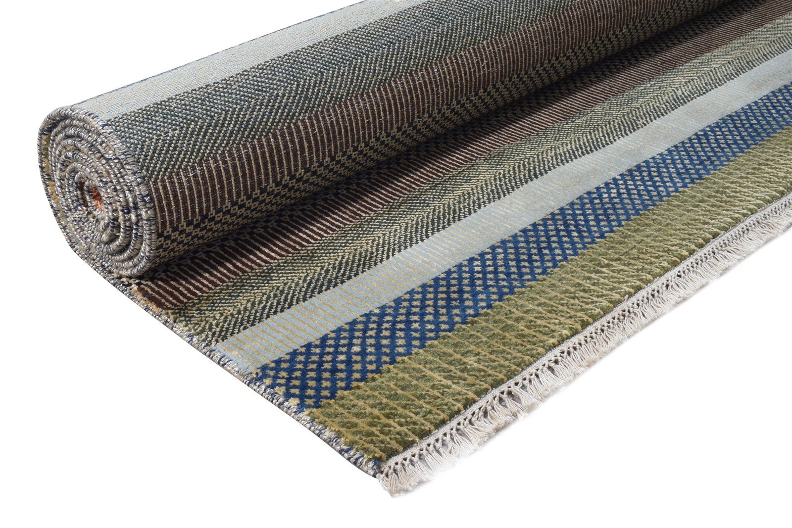 Hattie Brown Wool Rug 8' X 10' Modern Hand Knotted Agra Grass Trellis   7865149653141