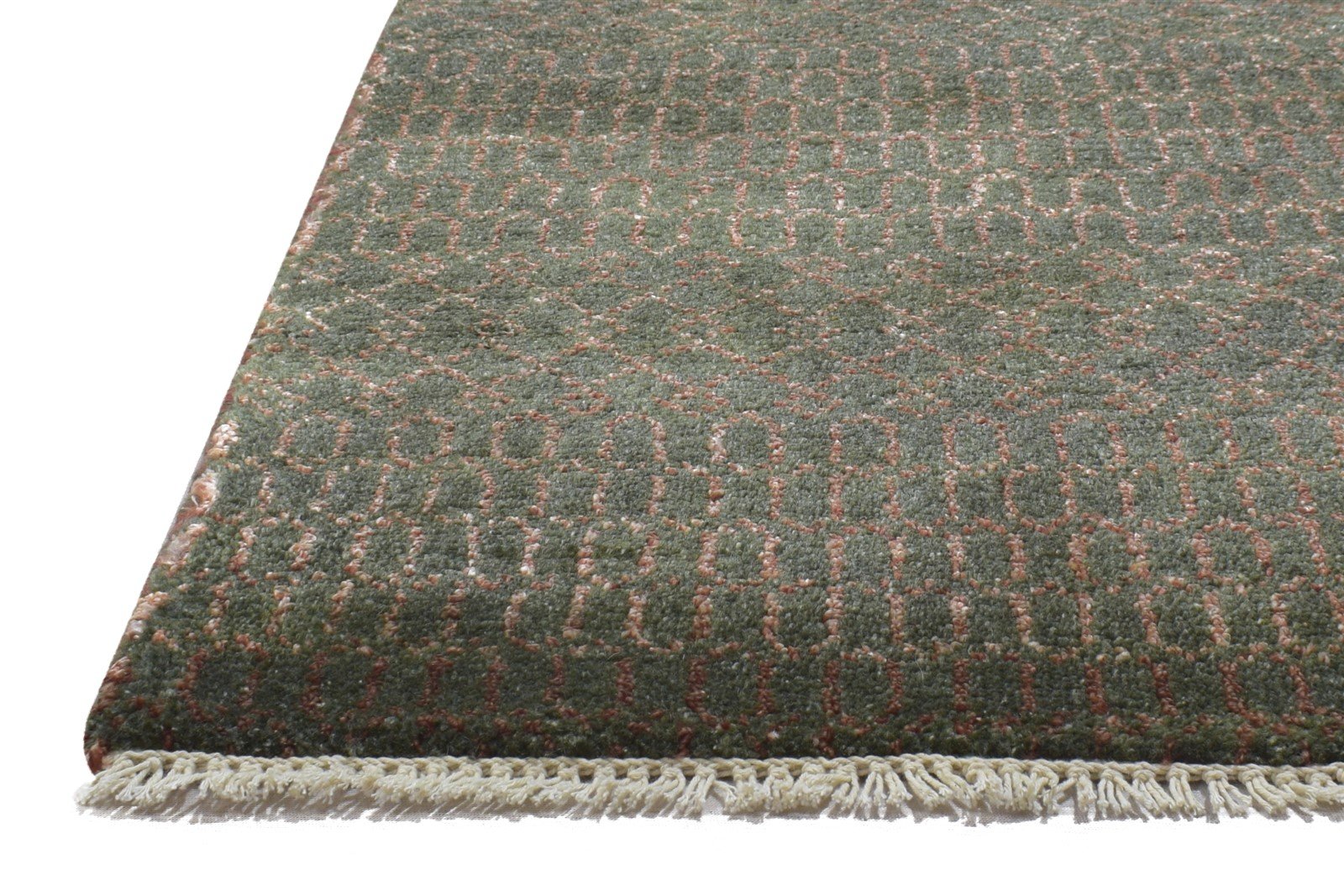 Brown Wool / Silk Rug 2X3 Modern Hand Knotted Scandinavian Grass Trellis Small   7864197021845
