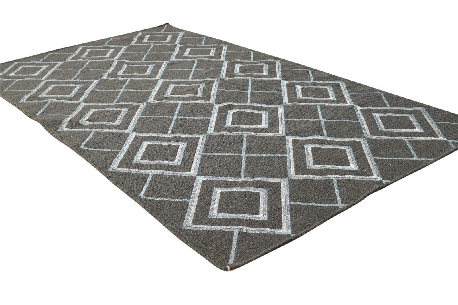 Brown Wool / Silk Rug 3X5 Modern Dhurrie Moroccan Geometric Room Size Carpet   7864670617749