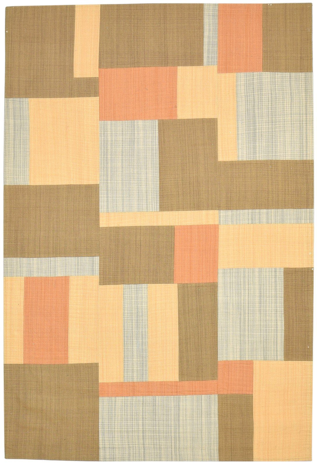 Brown Wool / Silk Rug 5X7 Modern Jacquard Loom Scandinavian Geometric Room Size   7864178573461