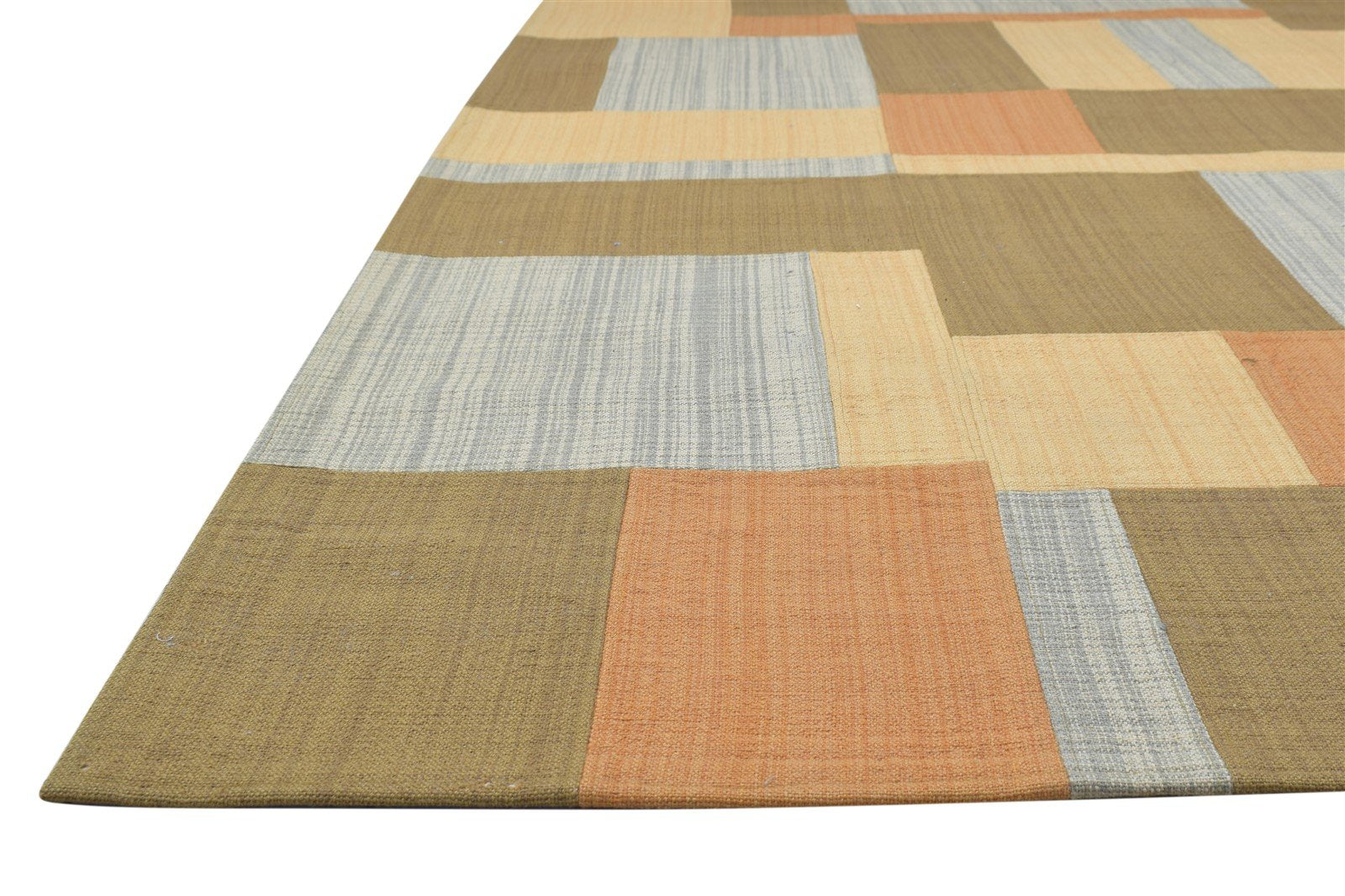 Brown Wool / Silk Rug 5X7 Modern Jacquard Loom Scandinavian Geometric Room Size   7864178573461