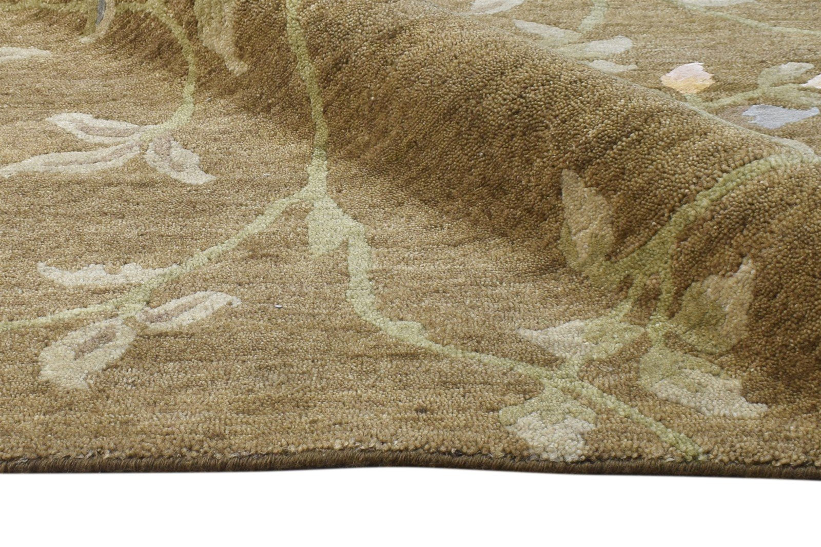 Brown Wool / Silk Rug 6X9 Modern Hand Knotted French Floral Room Size Carpet   7865094733973