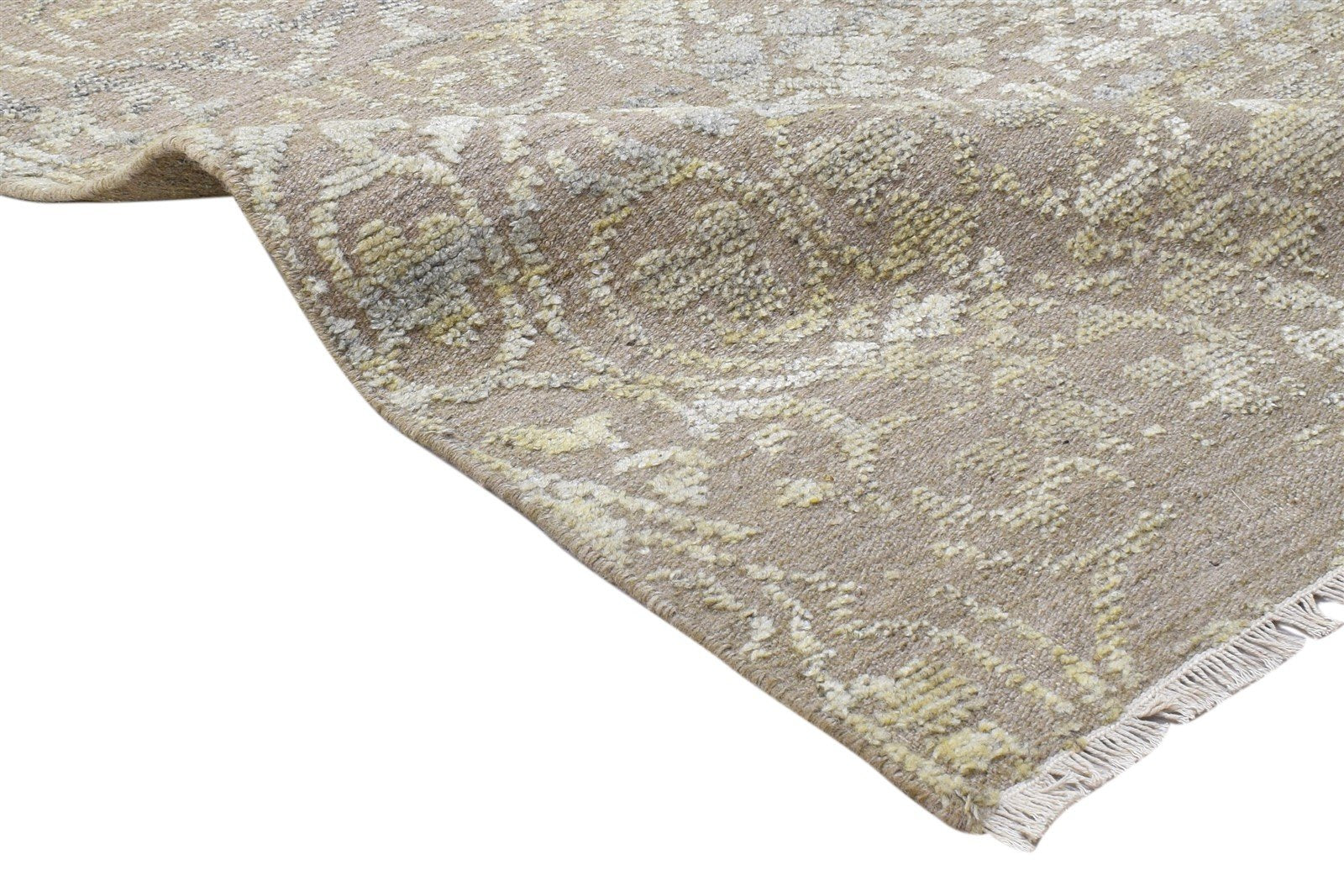 Calli 6X9 Rug Wool Silk Brown Modern Hand Knotted Scandinavian Trellis   7864088461461