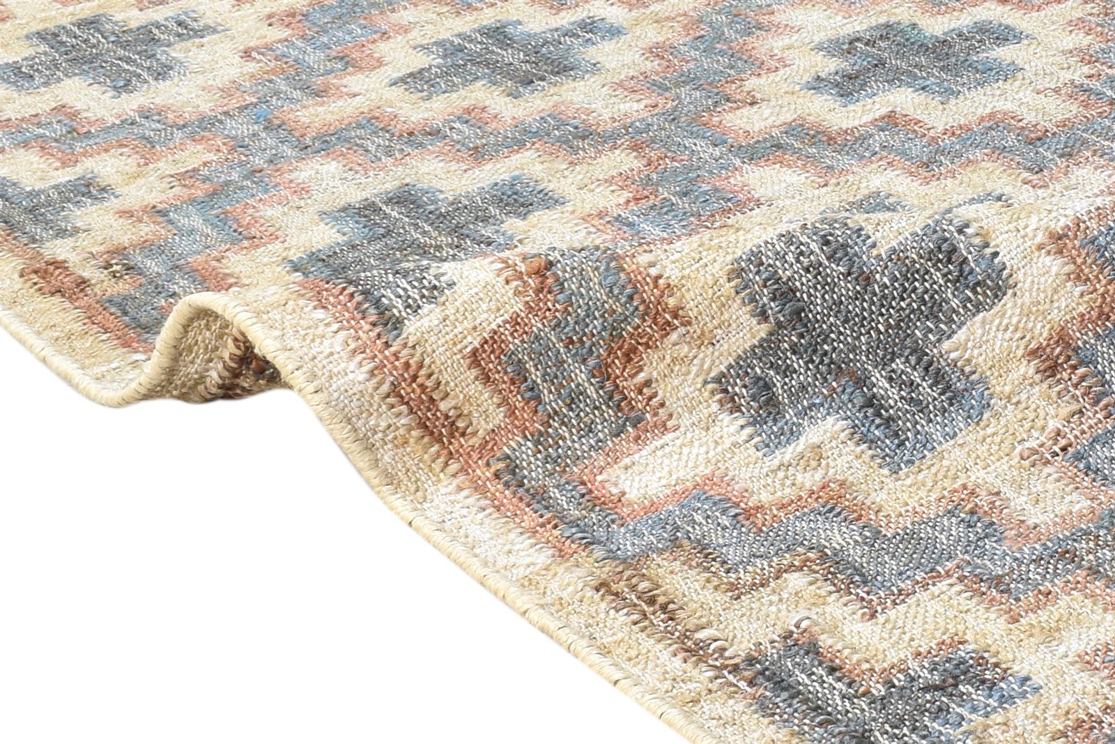 Camile Beige Jute Rug 4' X 6' Modern Dhurrie Moroccan Geometric   7865076121749