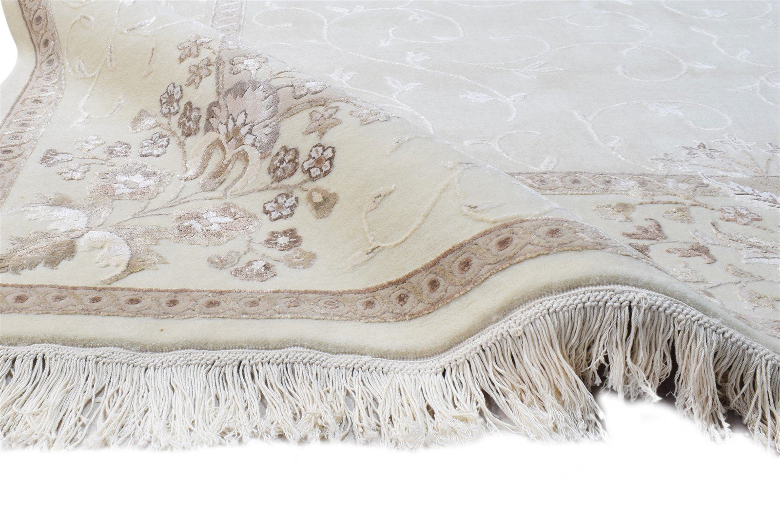Candace 6X8 Rug Wool / Silk Cream Persien Hand Knotted Abbuson Oriental   7865125929109