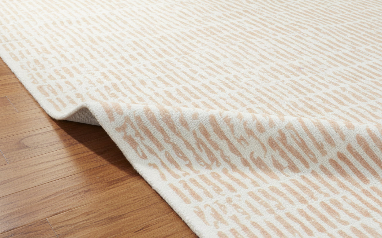 Capitola Handmade Beige Nursery Soft Rug | Modern Abstract Linear Grids Checks Area Rug   9121444888725