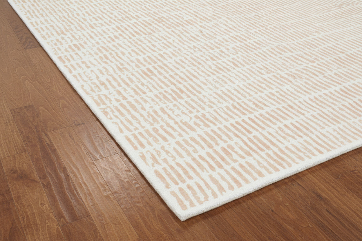 Capitola Handmade Beige Nursery Soft Rug | Modern Abstract Linear Grids Checks Area Rug   9121444888725