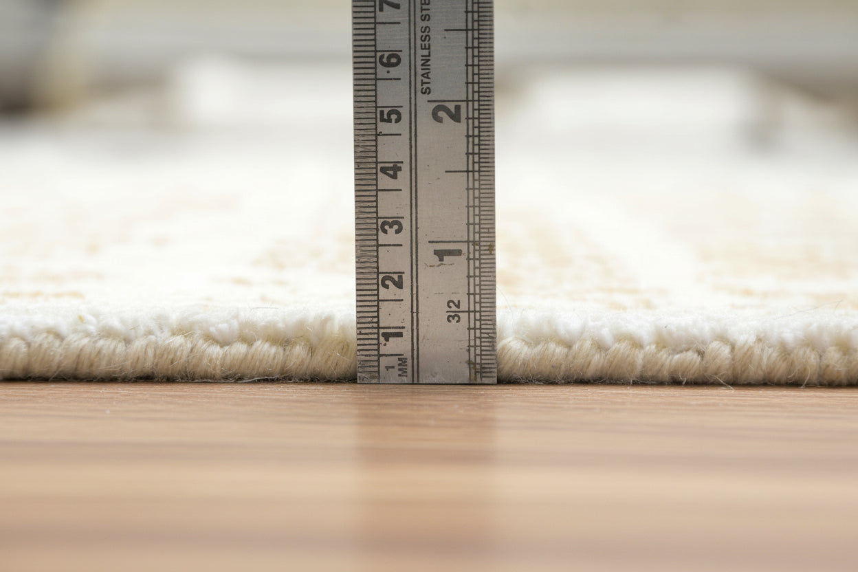 Capitola Handmade Beige Nursery Soft Rug | Modern Abstract Linear Grids Checks Area Rug   9121444888725