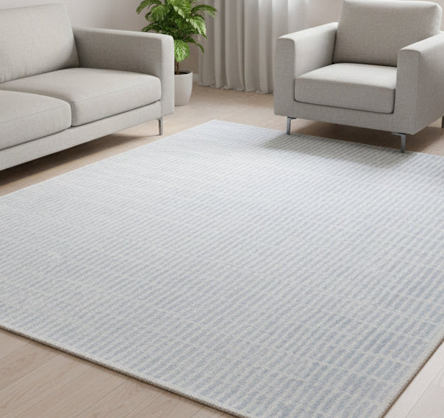 Capitola Handmade Blue Soft Rug | Modern Abstract Linear Grids Checks Area Rug   9122059026581