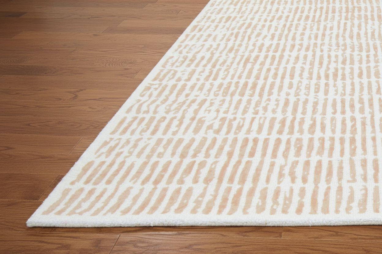 Capitolara Handmade Beige Nursery Soft Rug | Modern Abstract Linear Grids Checks Area Rug   9121444888725