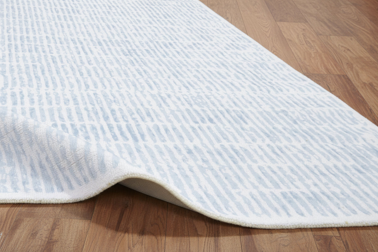 Capitolara Handmade Blue Soft Rug | Modern Abstract Linear Grids Checks Area Rug   9122059026581