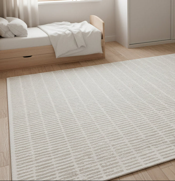 Capitolara Handmade Grey Soft Rug | Modern Abstract Linear Grids Checks Area Rug   9121454981269