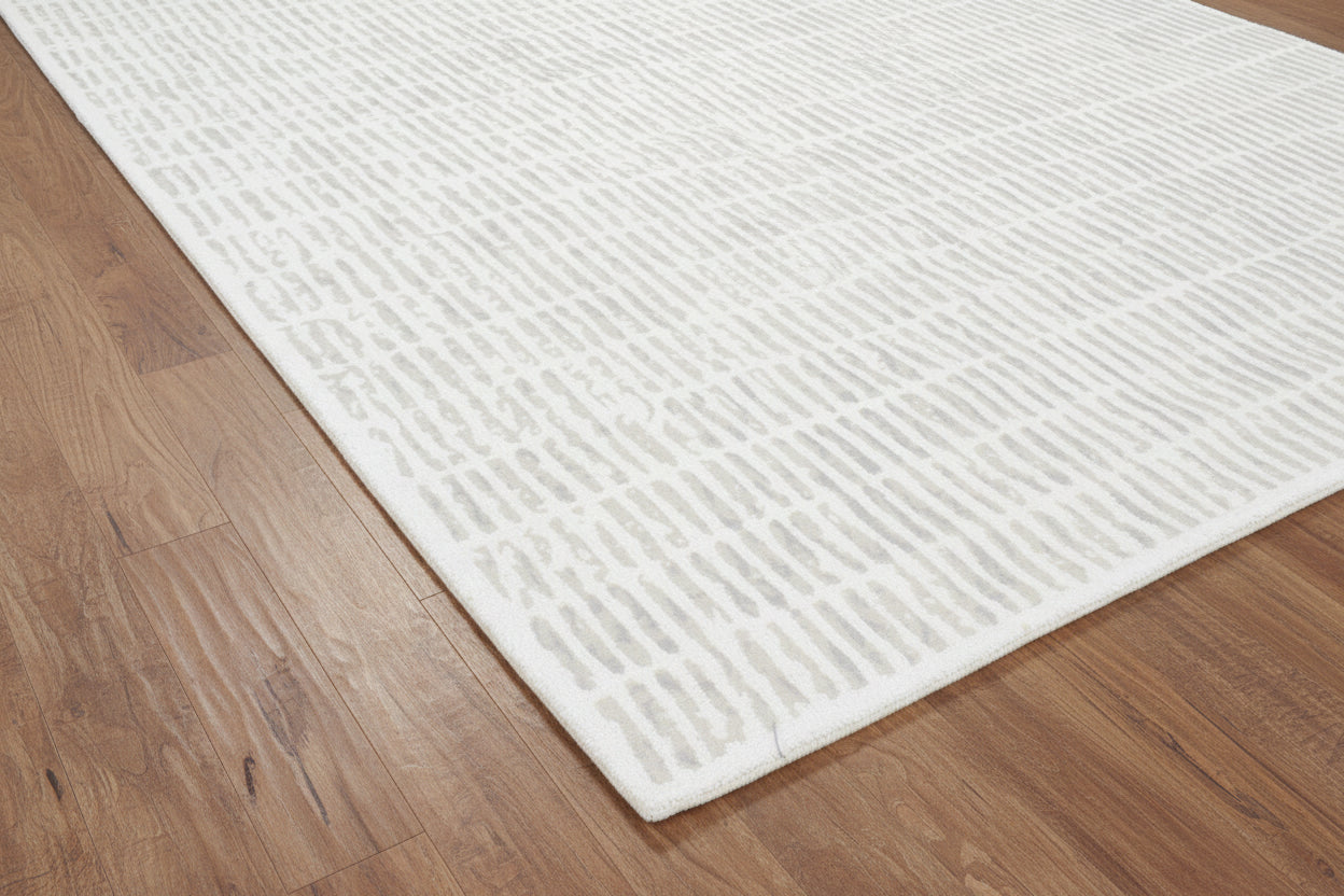 Capitolara Handmade Grey Soft Rug | Modern Abstract Linear Grids Checks Area Rug   9121454981269