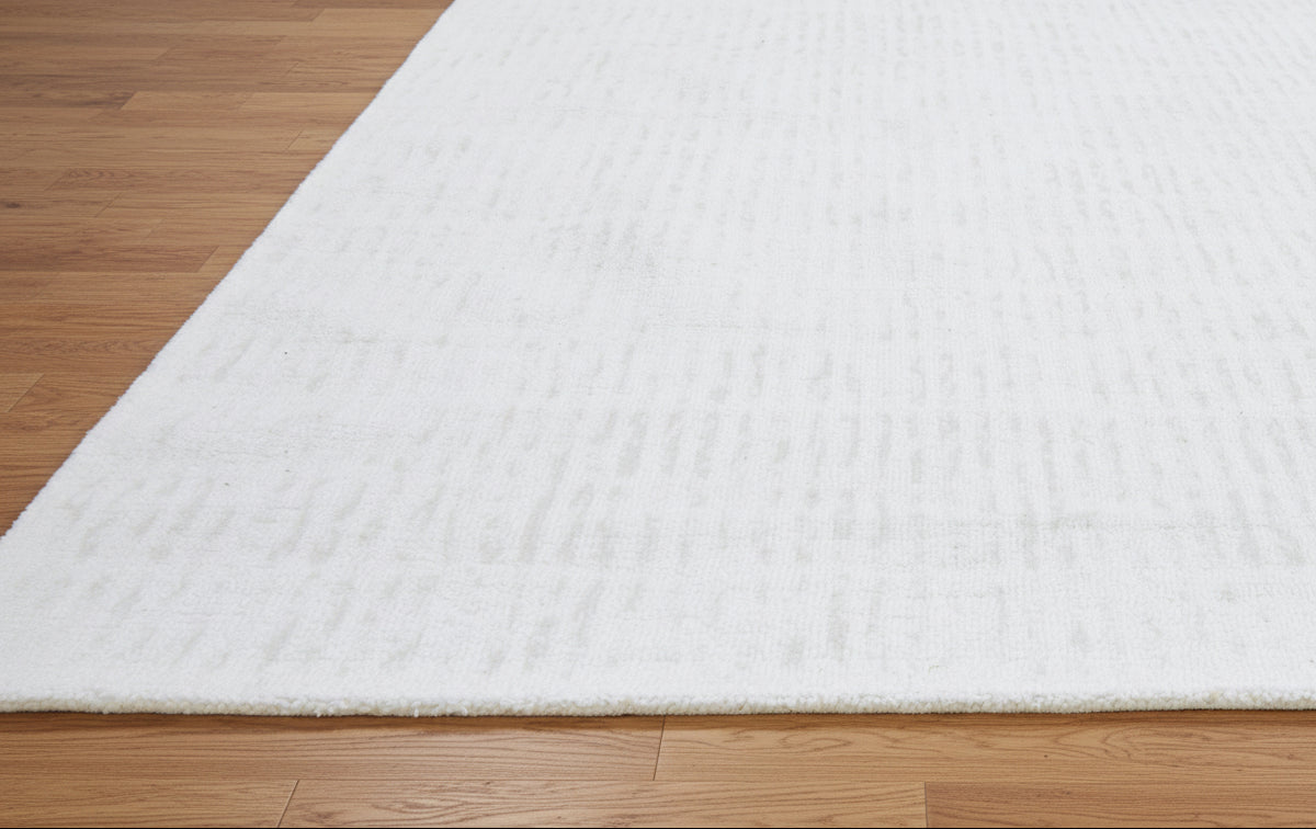 Capitolara Handmade White Soft Rug – Modern Abstract Linear Grids Checks Area Rug   9123593060501