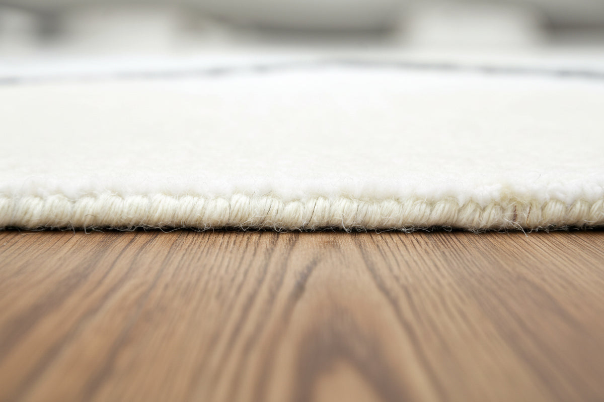 Capitolara Handmade White Soft Rug – Modern Abstract Linear Grids Checks Area Rug   9123593060501