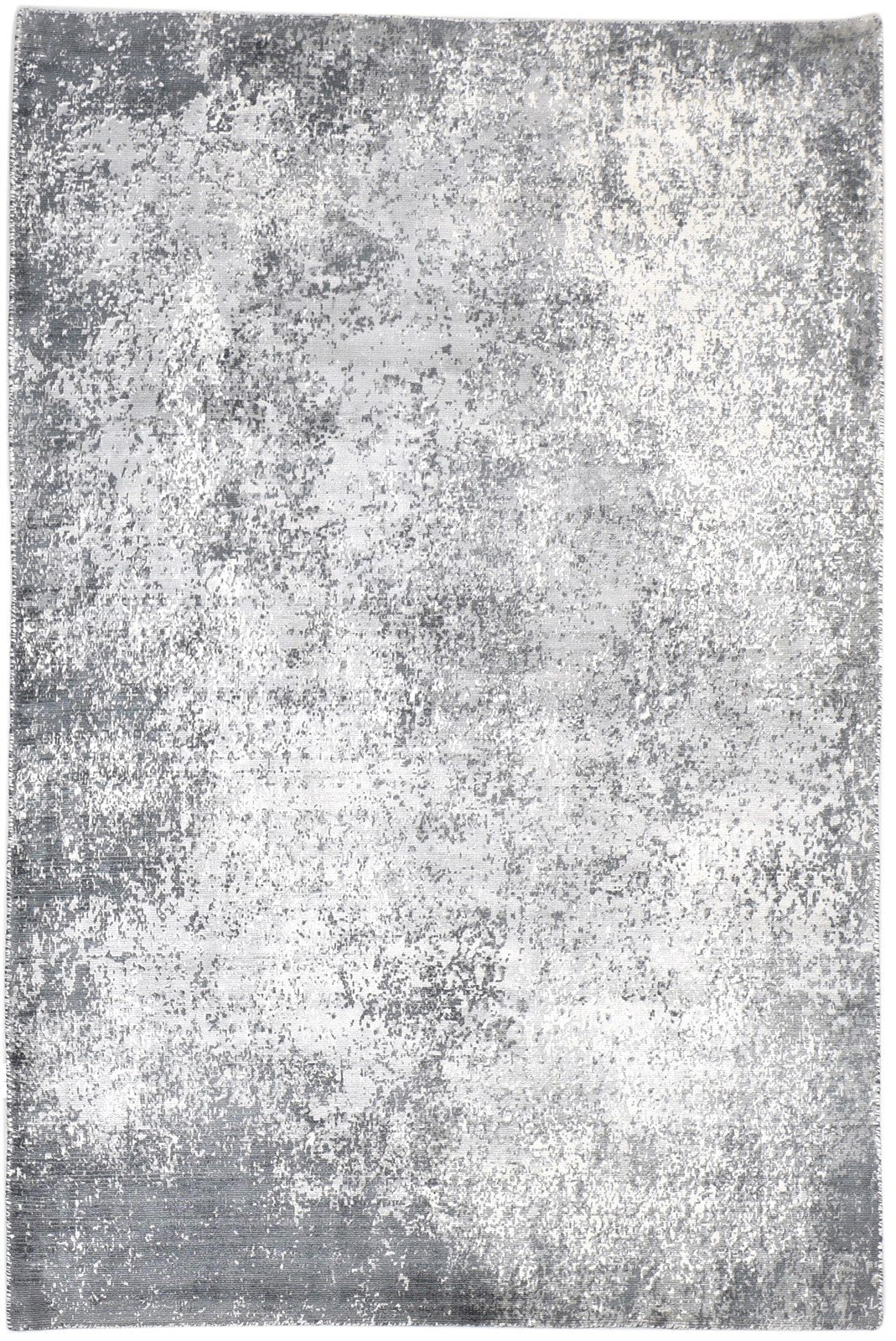 Dark Grey Silk Rug 4' X 6' Modern Handloom Indian Abstract Room Size C