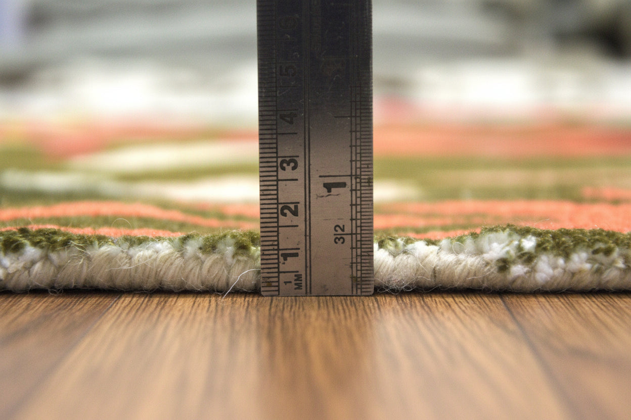 Cassia Olive Green & Multicolor Scalloped Floral Area Kids Playroom Rug   9014788685973