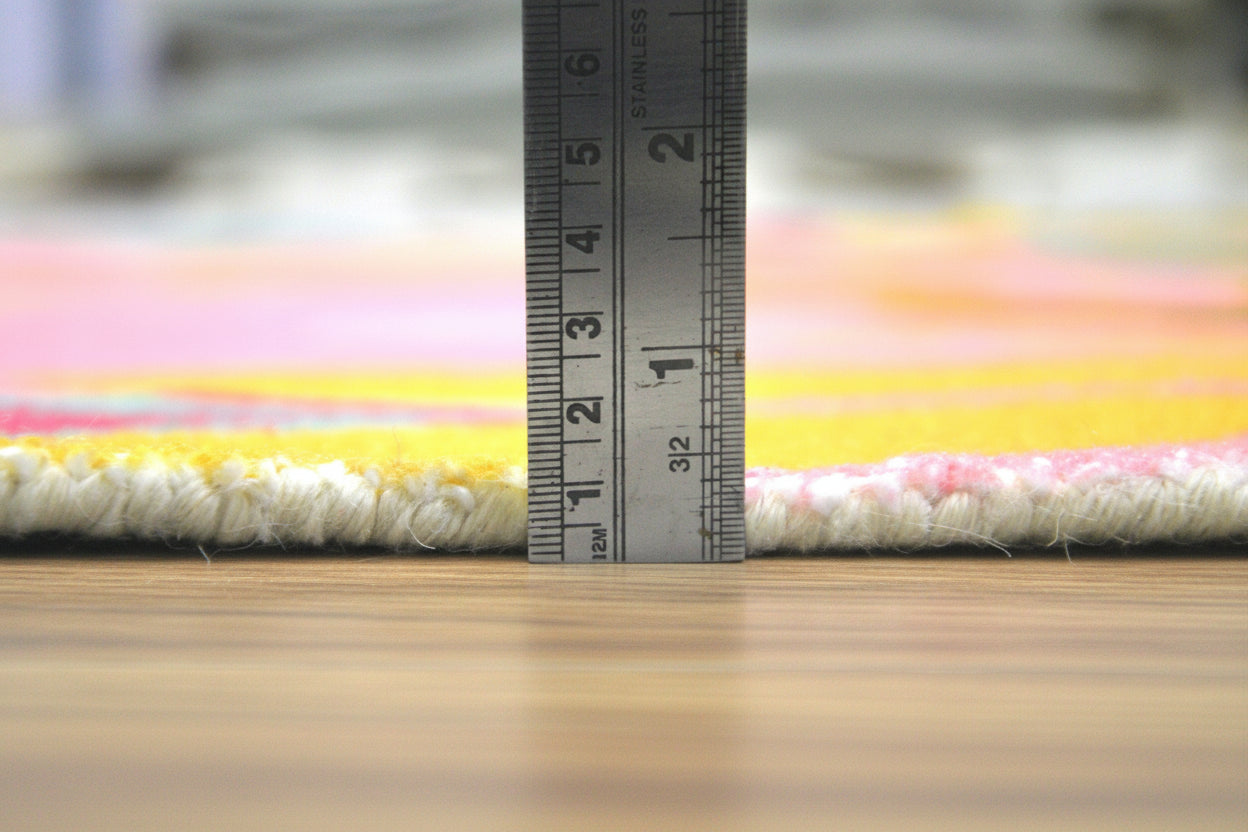 Cassia Pink & Multicolor Scalloped Floral Area Kids Playroom Rug   9014771744917