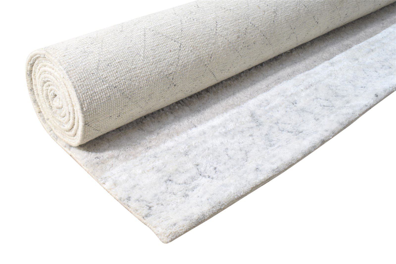 Catlaina Hand Woven Silver Wool / Silk Rug 9' X 12' Modern Moroccan Trellis   7864940658837