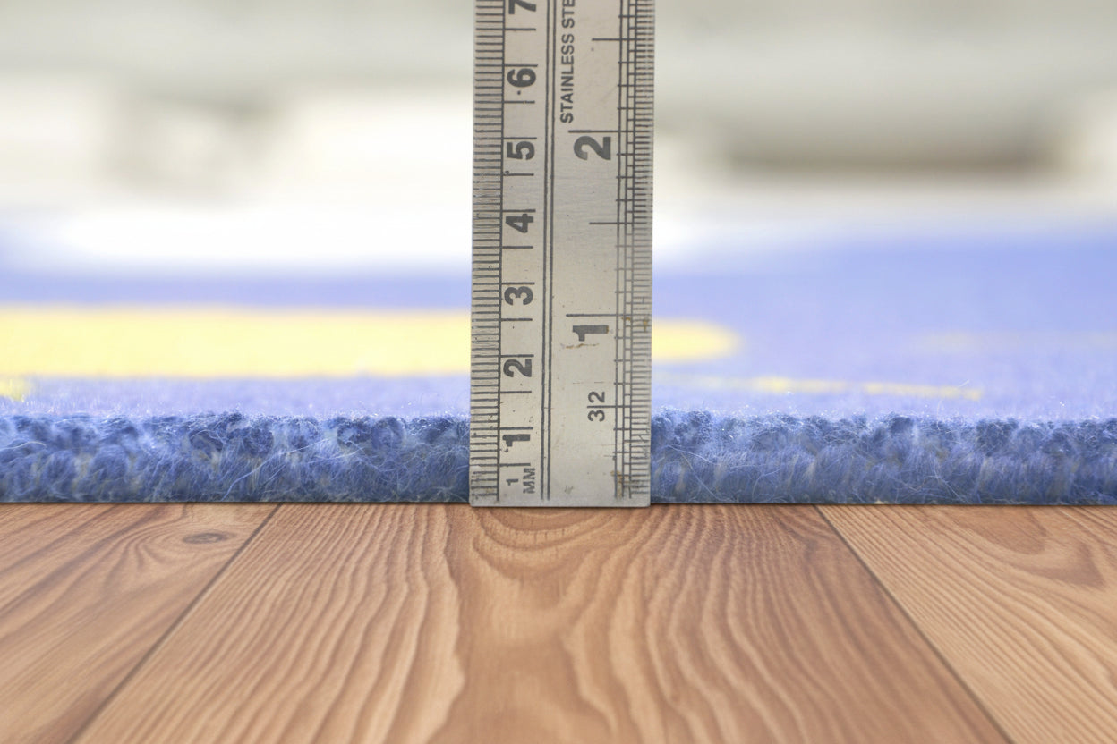 Celestial Rainbow Navy Blue Handmade Kids Rug | Cloud, Sunshine Nursery Rug   9081801834645