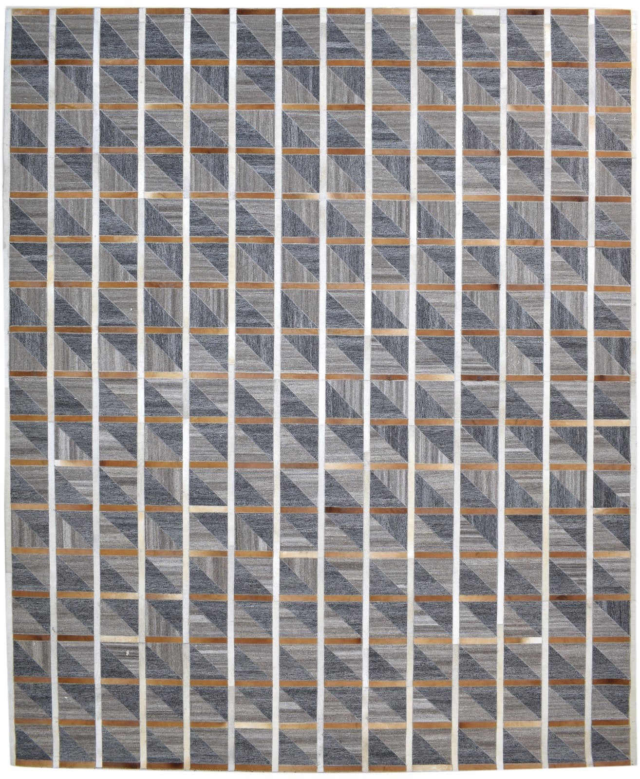 Charcoal Leather / Cotton Rug 8X10 Modern Hand Woven Scandinavian Plaids Large   7860681670805