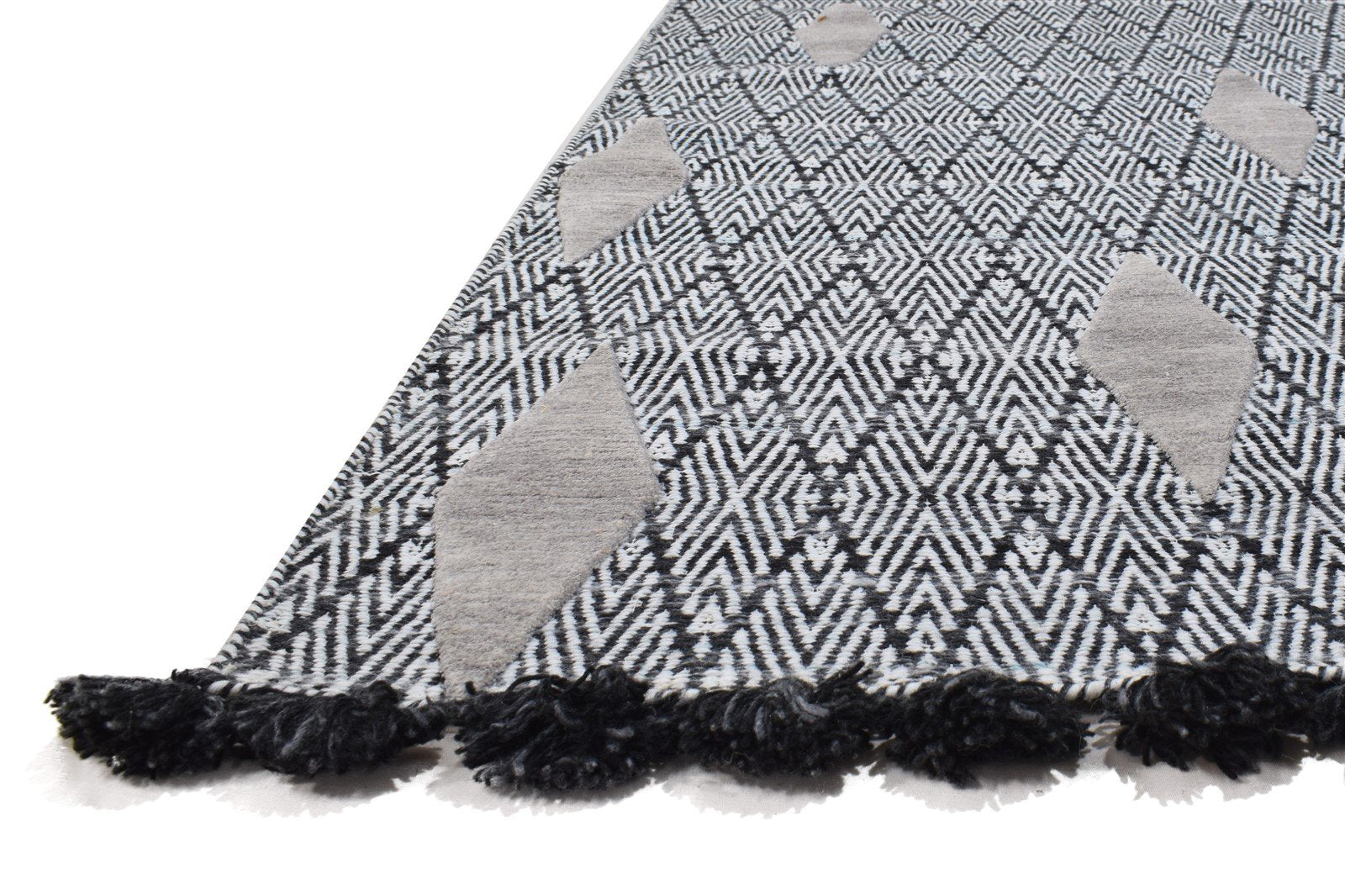 Charcoal Pet Yarn Rug 5X7 Modern Jacquard Loom Moroccan Diamond Room Size Carpet   7864231592085