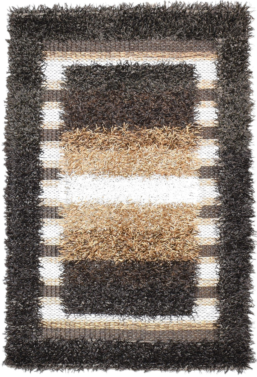 Charcoal Polyester Rug 4X6 Modern Hand Woven Scandinavian Abstract Room Size   7865109053589
