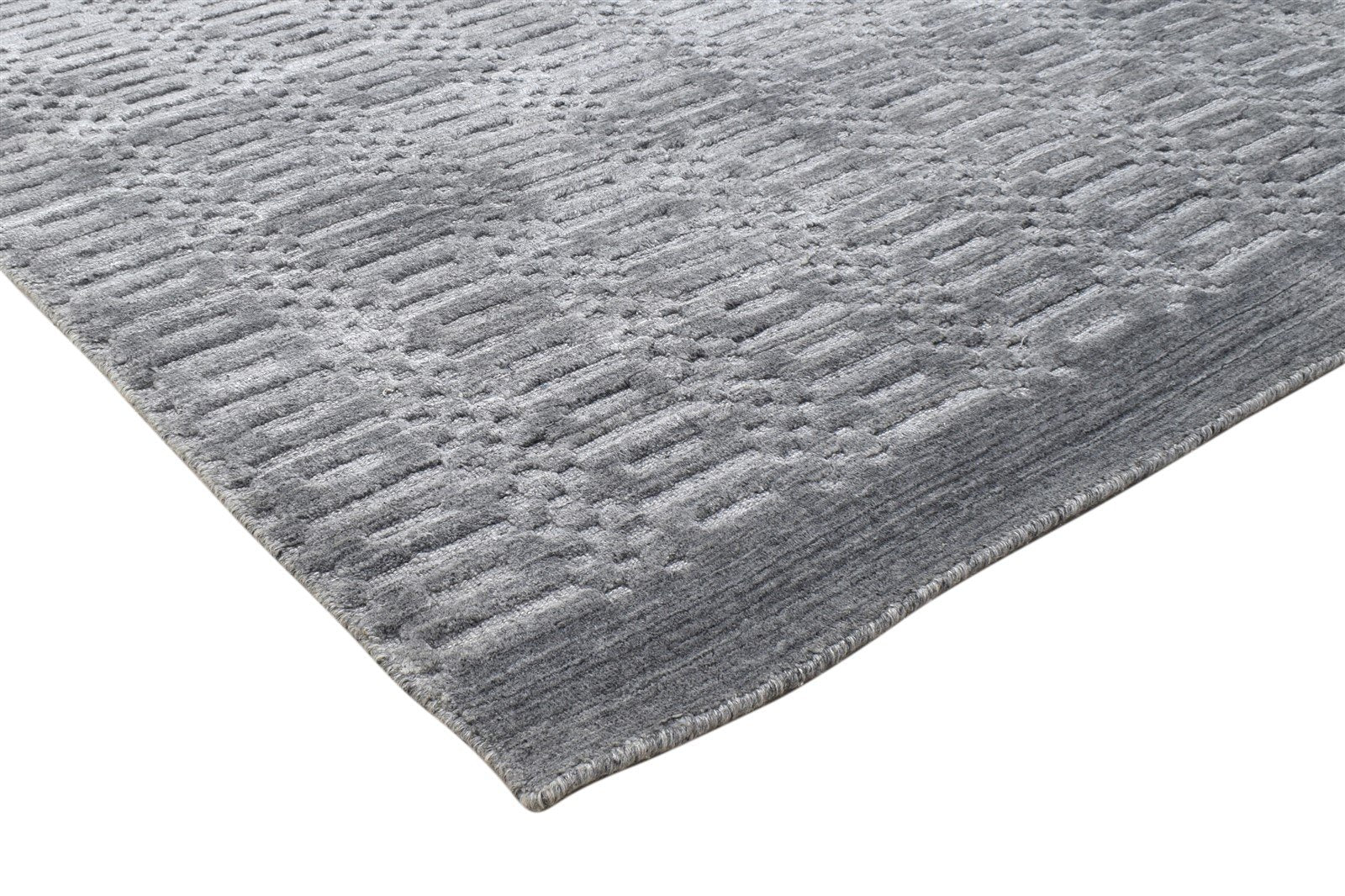 Charcoal Silk Rug 4X6 Modern Handloom Scandinavian Geometric Room Size Carpet   7864158683285