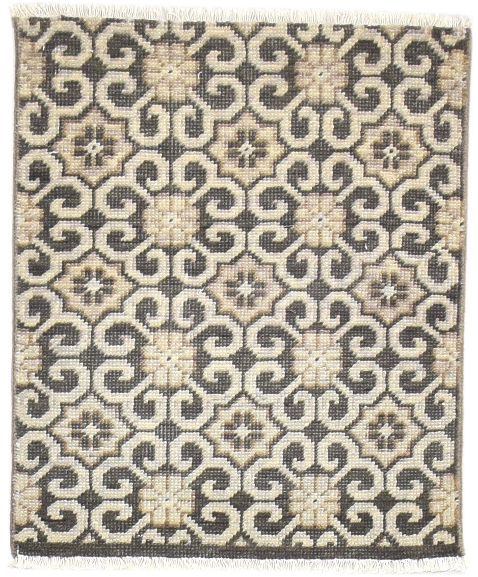 Charcoal Wool Rug 2'6 X 3' Modern Hand Knotted Moroccan Trellis Small Carpet   7864118182037