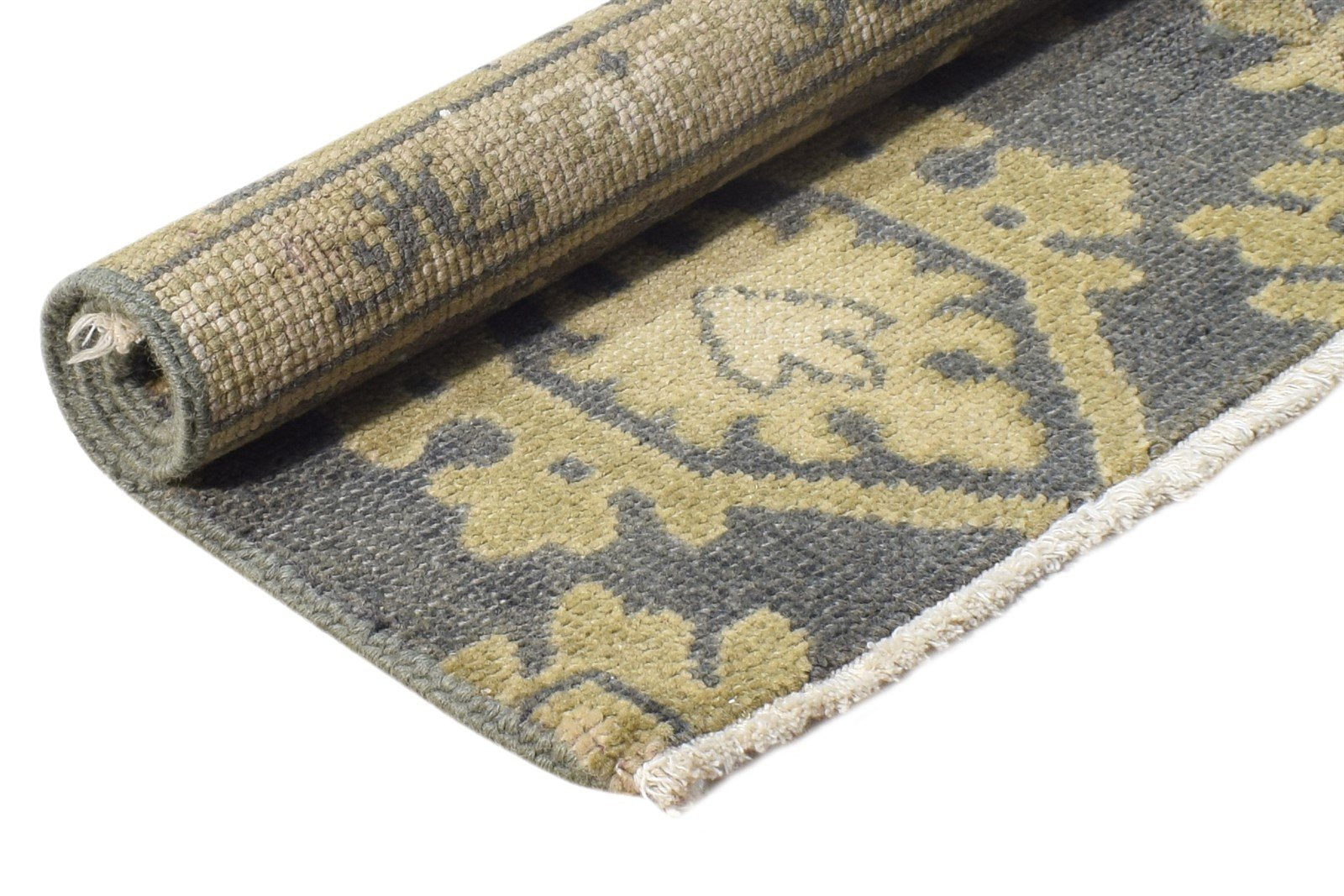 Charcoal Wool Rug 2' X 2' Persian Hand Knotted Oushak Oriental Small Carpet   7865162170517