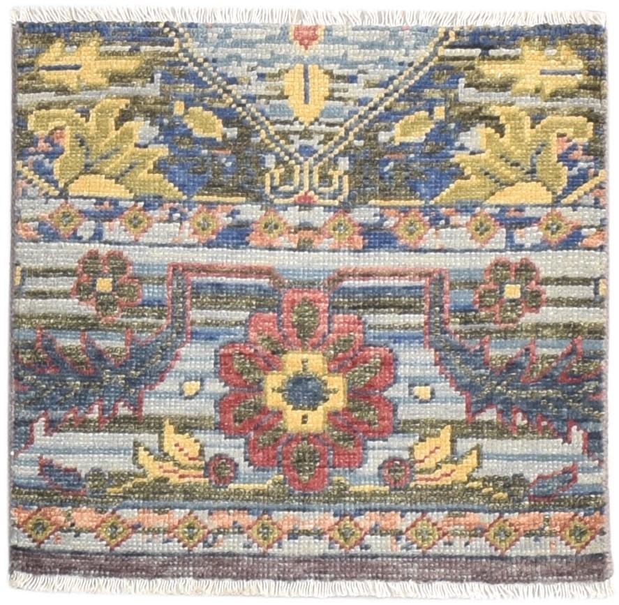 Charcoal Wool Rug 2X2 Persian Hand Knotted Heriz-Indian Oriental Small Carpet   7864927813781