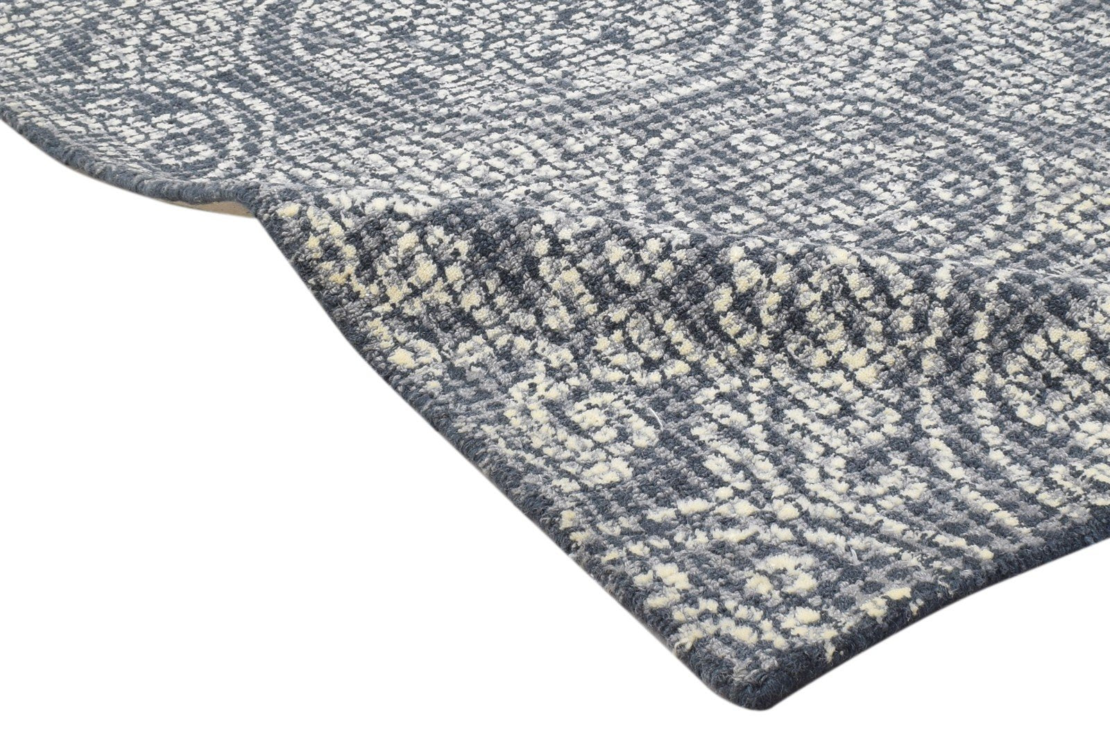 Charcoal Wool Rug 3' X 4' Modern Hand Tufted Moroccan Circles Small Carpet   7864171757717