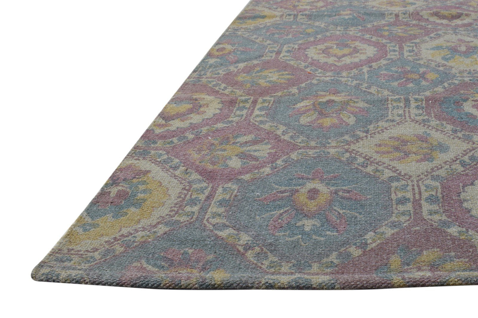 Charcoal Wool Rug 5' X 8' Modern Dhurrie Moroccan Trellis Room Size Carpet   7865143197845